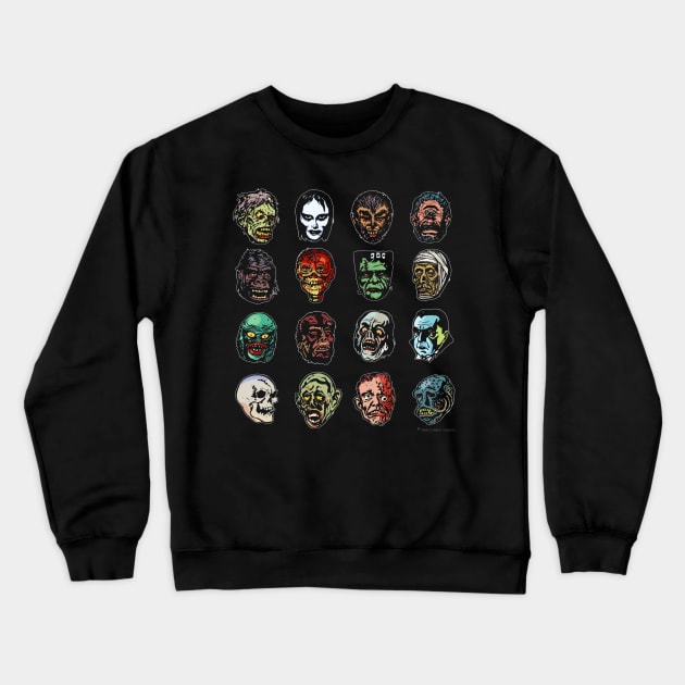 Horror Movie Monster Masks (color) Crewneck Sweatshirt by monstermangraphic